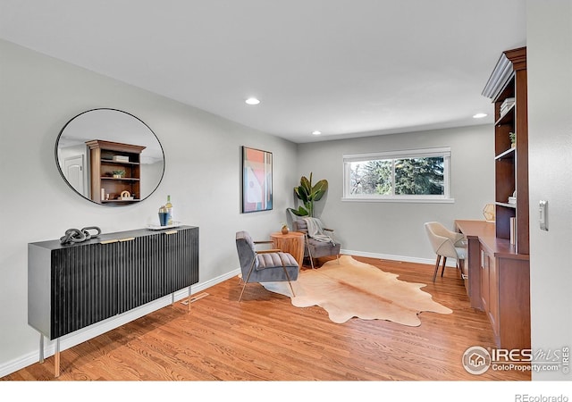 living area with light wood-type flooring