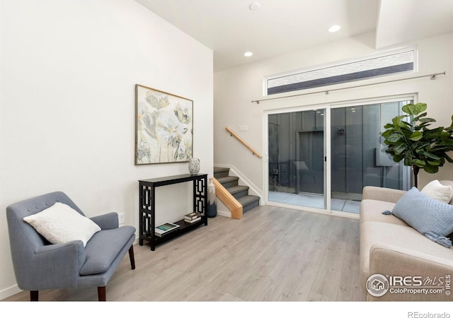 interior space with light hardwood / wood-style flooring