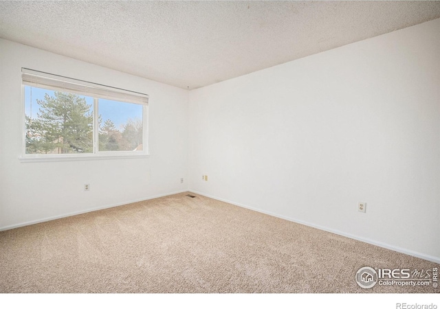 empty room featuring carpet flooring and a textured ceiling