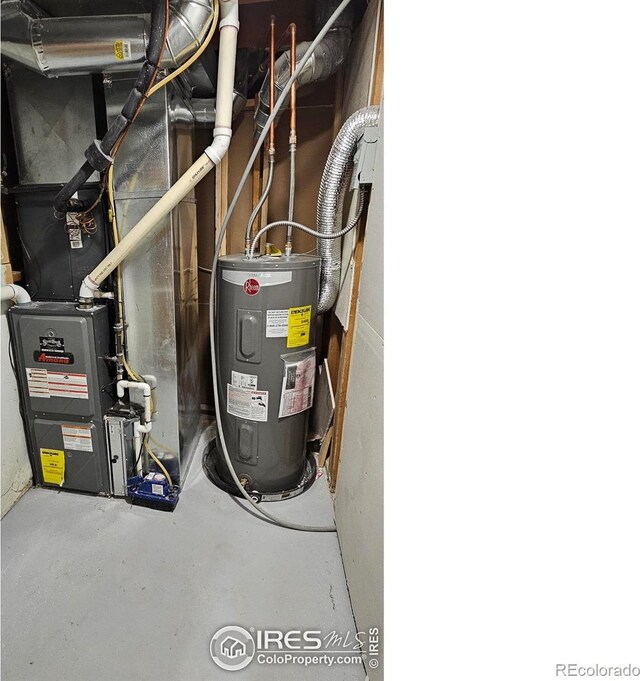 utilities with electric water heater and heating unit