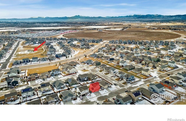 aerial view featuring a mountain view