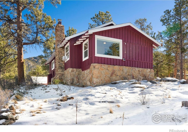 view of snow covered property