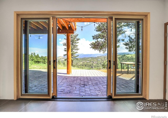 doorway with a mountain view