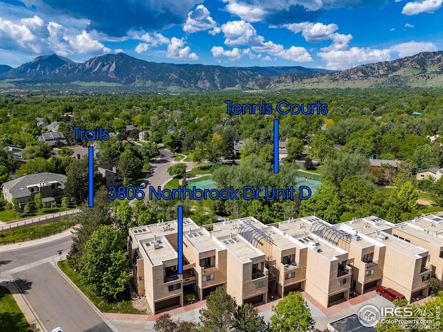 aerial view featuring a mountain view