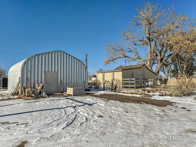 view of snow covered structure