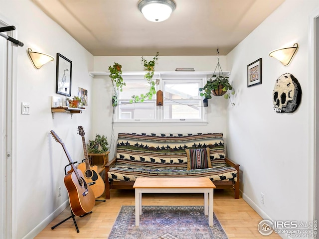 living area featuring hardwood / wood-style floors