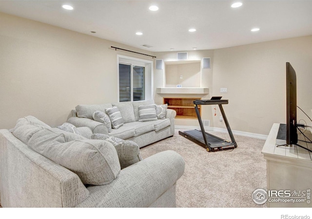 living room with carpet flooring