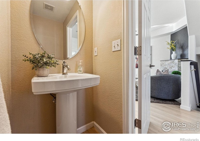 bathroom featuring hardwood / wood-style floors