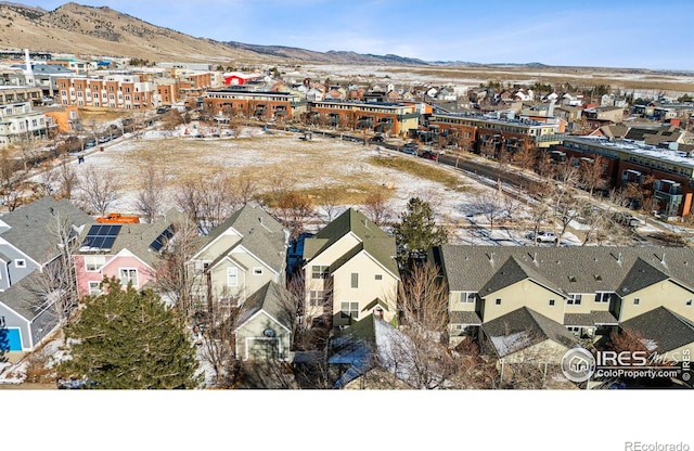 birds eye view of property featuring a mountain view