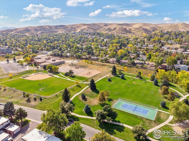 aerial view featuring a mountain view