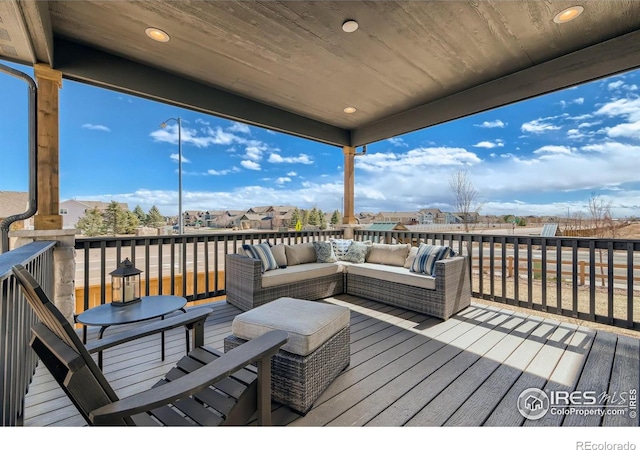 deck featuring an outdoor living space