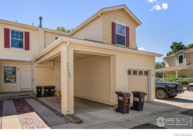 exterior space featuring a garage