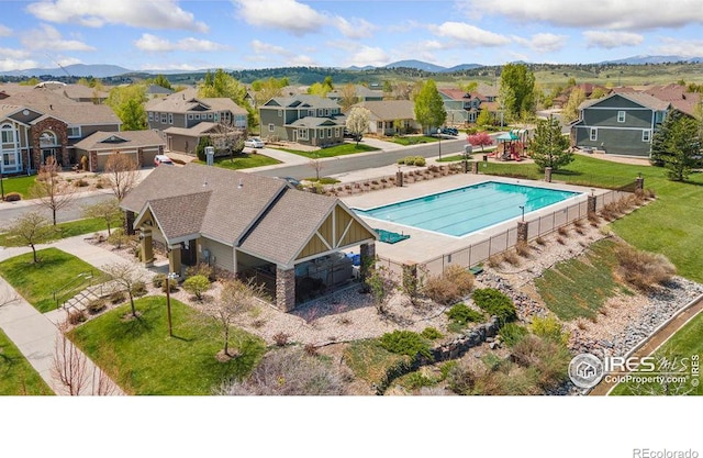 bird's eye view with a mountain view