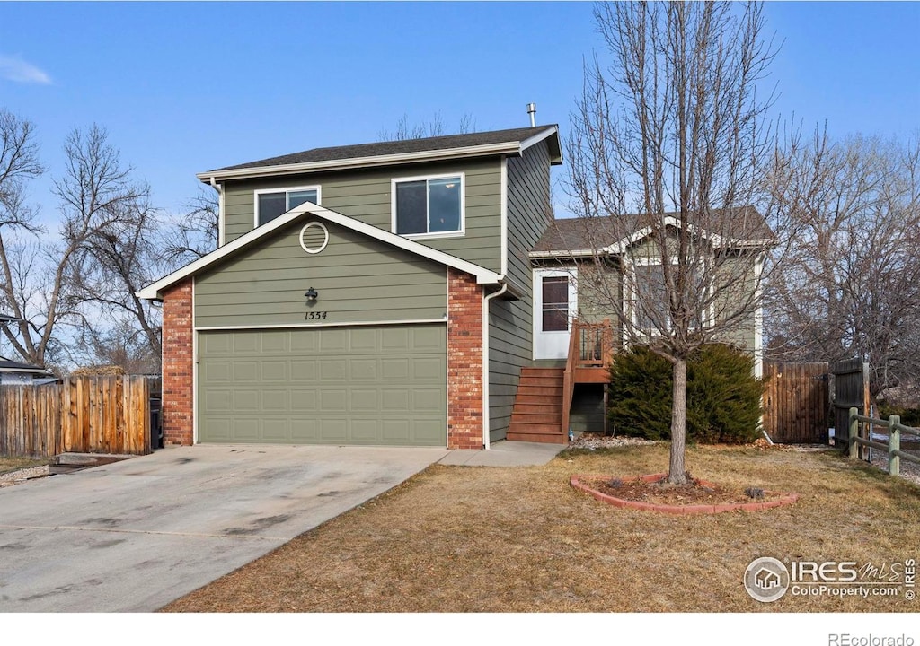 view of front property with a garage