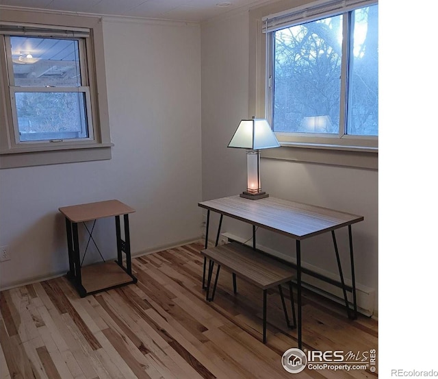 dining space featuring hardwood / wood-style flooring