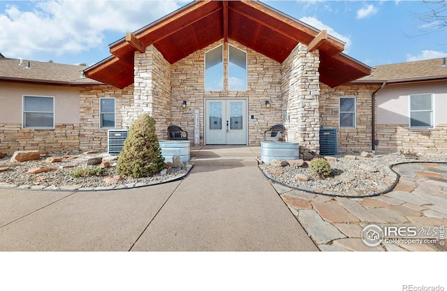 property entrance with french doors