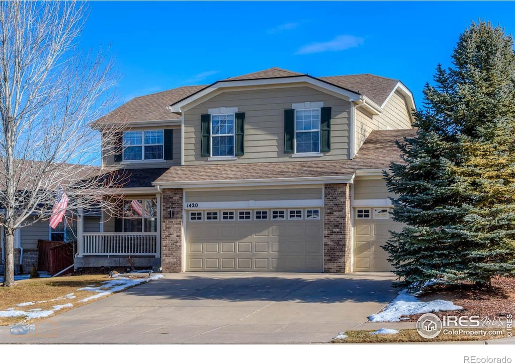 view of front property with a garage