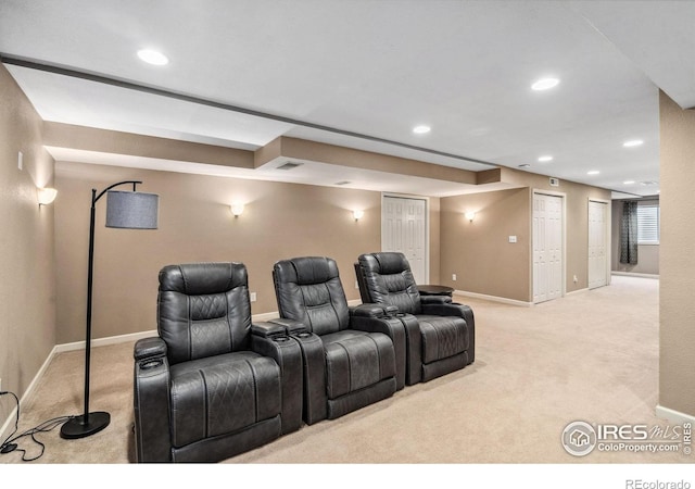 view of carpeted home theater