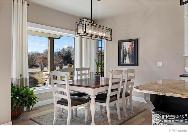 dining area with light hardwood / wood-style flooring