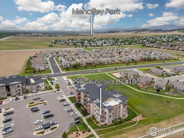 aerial view with a mountain view