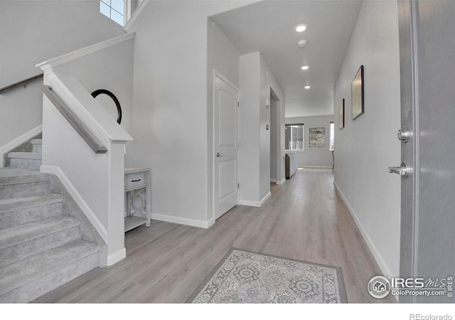 foyer featuring light wood-type flooring