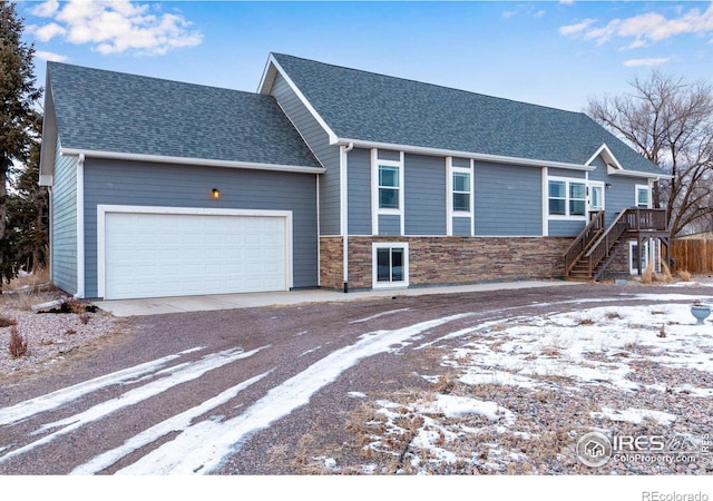 view of front of home with a garage