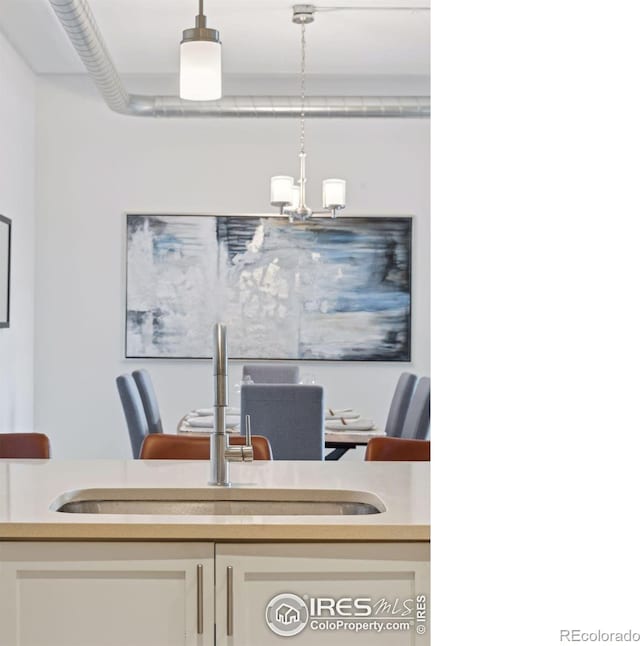 dining space with sink