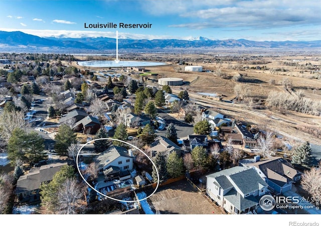 aerial view with a mountain view