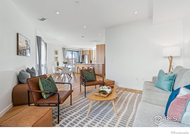 living room featuring light hardwood / wood-style floors