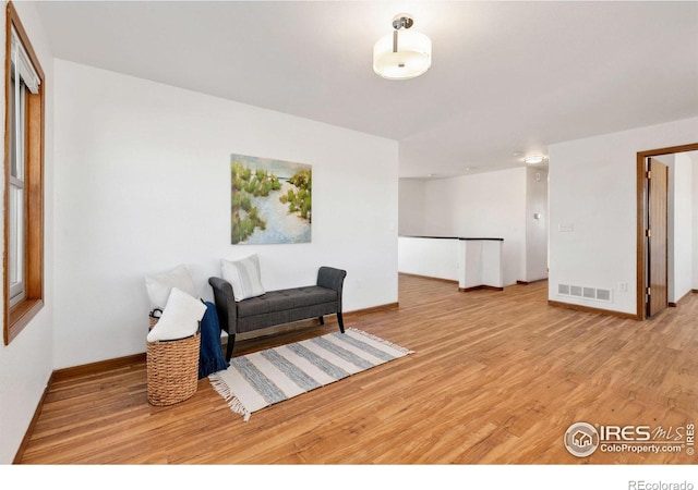 living area featuring light wood-type flooring