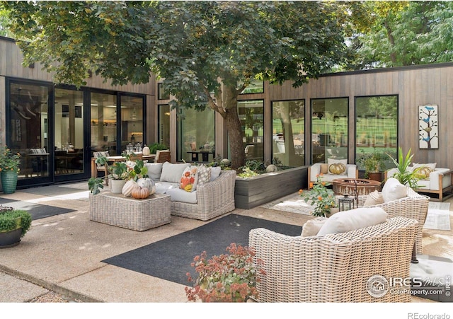 view of patio / terrace featuring an outdoor living space