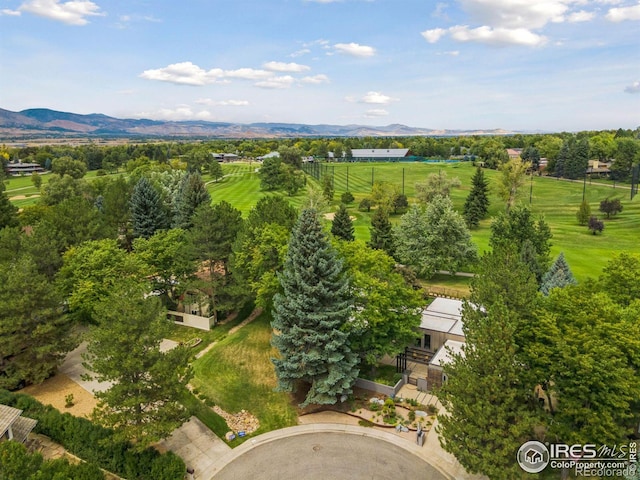 bird's eye view featuring a rural view and a mountain view