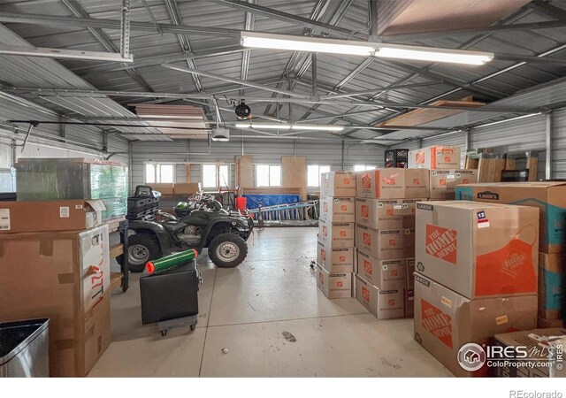 garage with a garage door opener