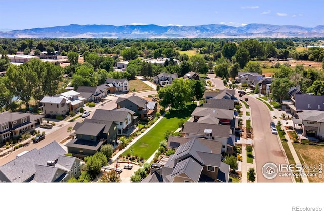 birds eye view of property with a mountain view