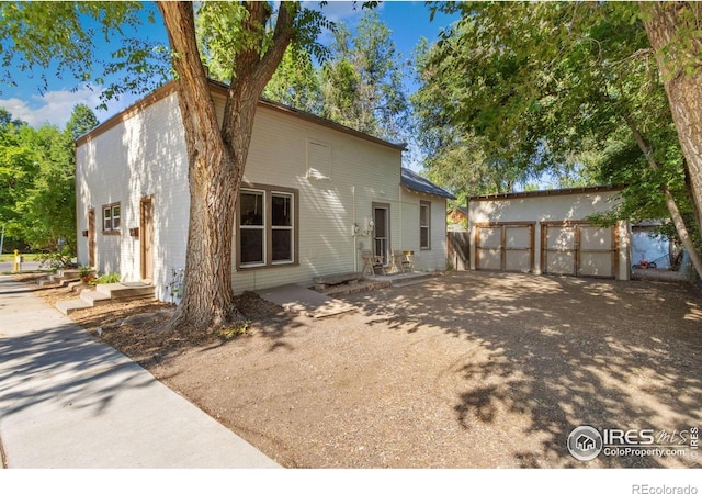 exterior space with a garage