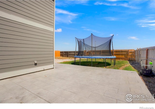 view of patio / terrace featuring a trampoline