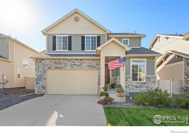 view of front property with a garage