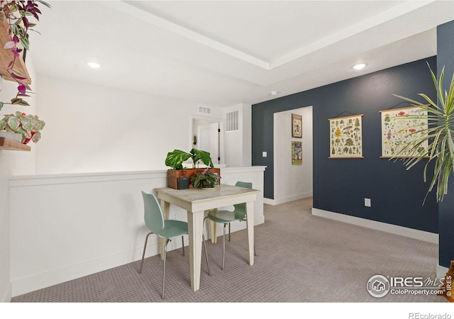 view of carpeted dining room