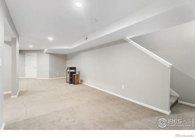 basement with carpet