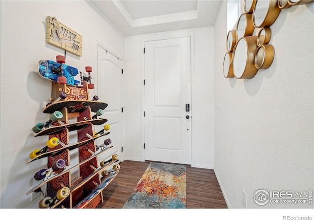 doorway to outside featuring dark hardwood / wood-style floors