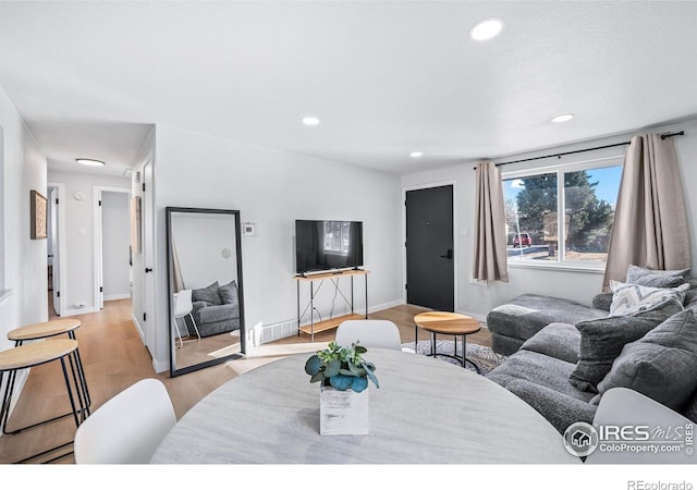 living room featuring light hardwood / wood-style flooring