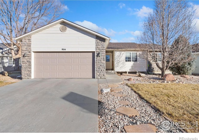 single story home with a garage