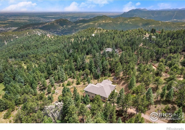 aerial view with a mountain view