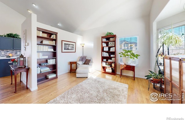 living area with light wood-type flooring