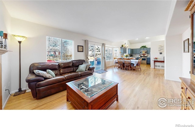 living room featuring light hardwood / wood-style floors