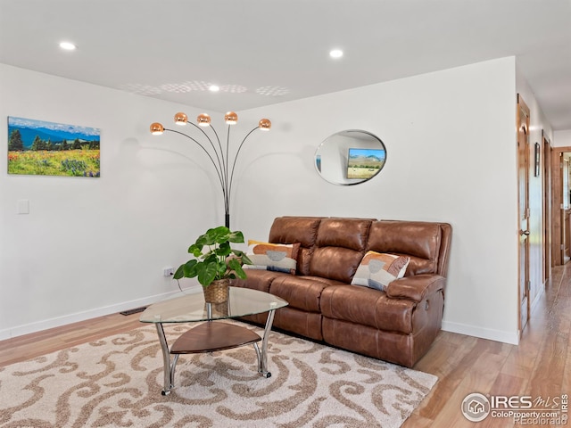 living room featuring light wood-type flooring