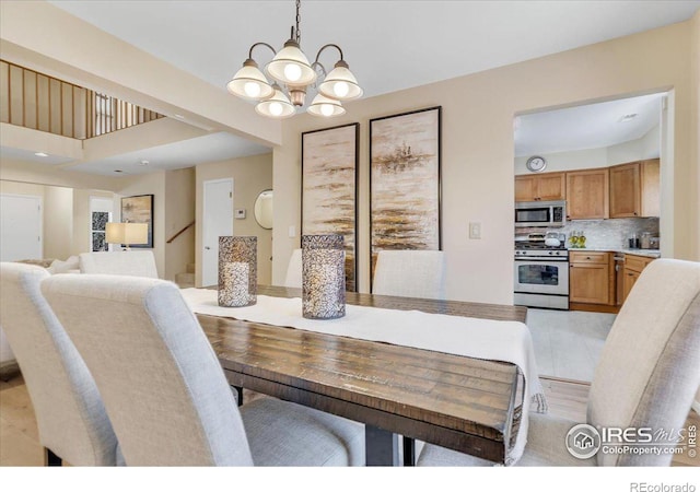 dining room with an inviting chandelier