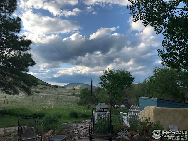 view of yard featuring a mountain view