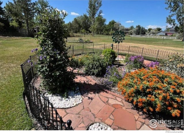 view of yard with a rural view