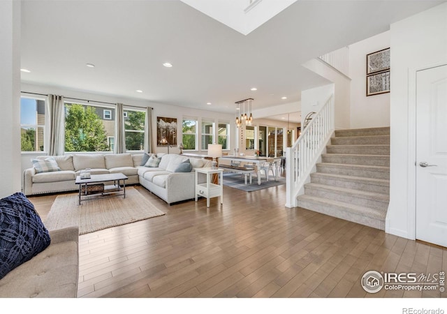 living room with wood-type flooring